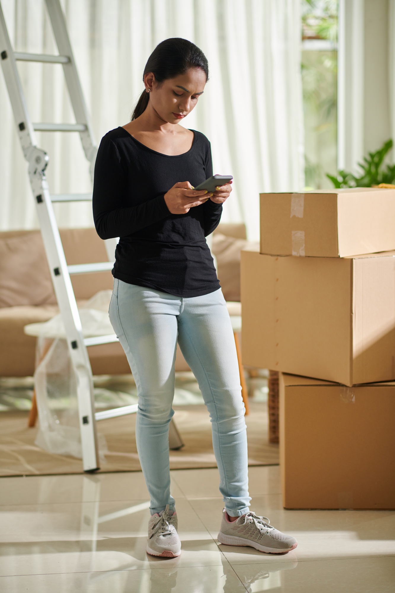 Woman Ordering Moving Service